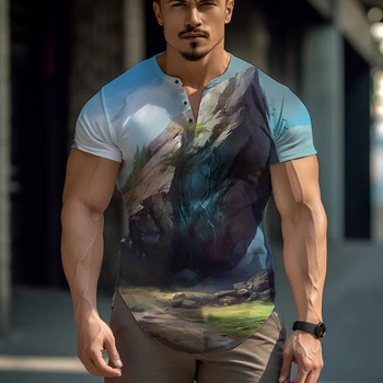 2023 Yeni Yaz erkek tişört Garip Şekil Taş 3d baskılı tişört Hawaii Tatil T-shirt Sokak Tüm Maç T-shirt