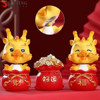 2024 Year Miniature Dragon Statue Resin Statue Chinese Zodiac Dragon Ornaments Car Dashboard Decoration Автомобильные Украшения