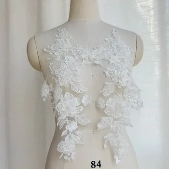 21. 5x42cm Kapalı beyaz Avrupa Desenli Çivili Sequins Dantel Ayna Çiçek El Dikiş DIY düğün elbisesi Aplikler giyim