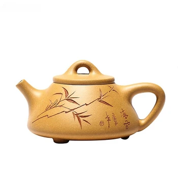 210 ml klasik Yixing mor kil demlik el yapımı bölüm çamur taş kepçe su ısıtıcısı çin filtre çay demlik Teaware malzemeleri