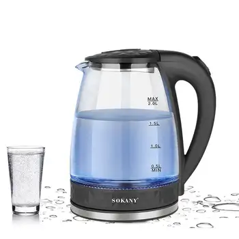 2L cam elektrikli su ısıtıcısı çay kahve termo Pot aletleri mutfak akıllı su ısıtıcısı hızlı ısıtma elektrikli kaynar 220V Sonifer