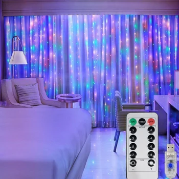 3/4 / 6M LED Perde Garland Pencere USB Dize İşıklar Peri Festoon Uzaktan Kumanda Noel Düğün Süslemeleri Ev Odası için