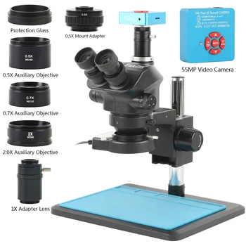 3.5 x-100X Zoom Trinoküler Stereo Mikroskop 4K 48MP 55MP HDMI USB Tip-c Video C dağı Kamera Telefonu Tamir Takı değerleme