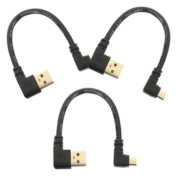 3 adet Dik Açı mikro USB Kablosu Veri Aktarımı İçin mikro USB şarj kablosu