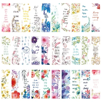 30 adet Güzel Çiçekler Yer İmleri Mesaj Kartları Kağıt Sayfa Tutucu D5QC