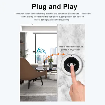 30 Müzik Ev Kapı Zili Güçlü Sinyal SOS Düğmesi Kapı Zili Düşük Güç Tüketimi Akülü USB Kapı Zili Yaşlı Acil Çağrı