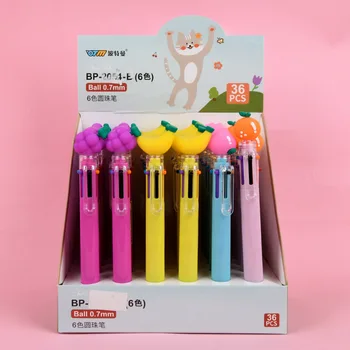 36 adet / grup Yaratıcı Meyve 6 Renk Tükenmez Kalem Sevimli 0.7 MM Tükenmez Kalemler Malzeme Ofis Okul Yazma Malzemeleri