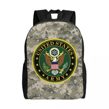 3D Baskı Amerika Birleşik Devletleri Ordusu Camo Sırt Çantaları Askeri Taktik Kamuflaj Koleji Okul Seyahat Çantaları Bookbag 15 İnç Laptop Uyar