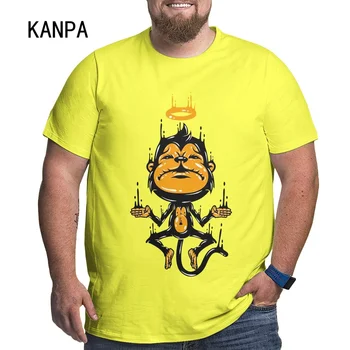 3D baskılı erkek büyük boy anime maymun kısa kollu üst moda rahat gevşek yuvarlak boyun karikatür T-shirt sarı 6xl 5xl Komik