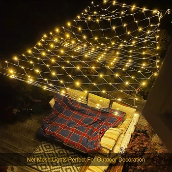3M-54M LED Açık Balık Ağı Noel Peri ışıkları Festoon Bahçe Sokak Garland Perde Düğün Ağacı Ramazan Dekorasyon 2023