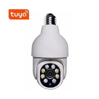 3MP 1296P Tuya APP E27 Lamba Kafa Soketi Kablosuz PTZ IP Dome Kamera Tam Renkli AI İnsansı Algılama Ev Güvenlik CCTV Monitör