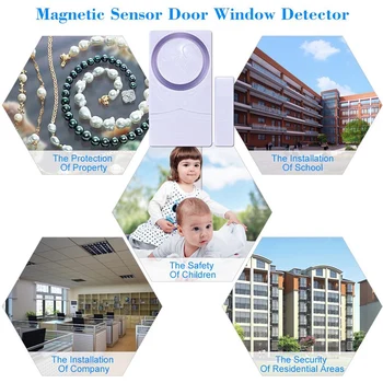 4 Adet Kablosuz Ev Güvenlik hırsız alarmı, Manyetik Sensör Kapı Pencere Alarmı Havuzu kapı alarmı Çocuklar İçin