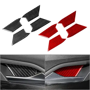 4 Adet Siyah / Kırmızı Karbon Fiber Kapı Kolu kase kapağı Trim VW Golf 8 İçin MK8 2021 2022 2023 Araba İç Aksesuarları