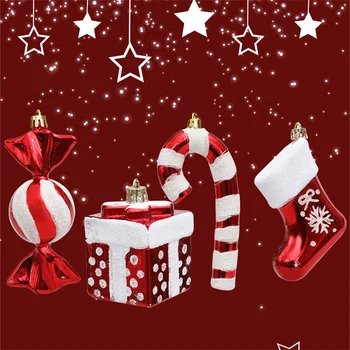 4 adet / takım Noel baston şeker Hediye Kutusu Botları Kolye Noel Ağacı Dekorasyon Sahne Noel Süslemeleri Ev için 2024 Navidad