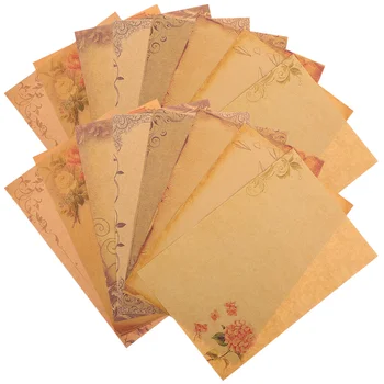 40 Yaprak Kraft Kağıt Vintage Kırtasiye Kırtasiye Not Çiçek Yaratıcı Mektup Sınır Mesaj Yazma Malzemeleri Vintage