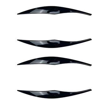 4X Araba Parlak Siyah Farlar Kaşları Göz Kapakları Kirpik Başkanı İşık Çıkartmaları BMW 3 Serisi İçin E90 E91 320İ 05-12
