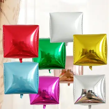 5 Adet 24 İnç Parti Balon Şişme Parlak Renkli 4D Küp Kare Alüminyum Film Balon Dekorasyon Ev Dekor