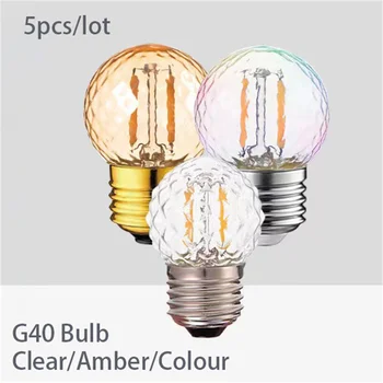 5 ADET ampul LED ampul E27 büyük iplik G40 buz elmas Retro karartma anormaller parti açık dekoratif ışık dize sıcak ışık