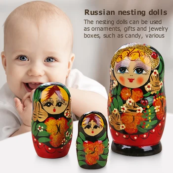 5 adet El Yapımı Boyalı Set Oyuncak Yaratıcı Yuvalama Rus Bebekler Matruşka Bebek