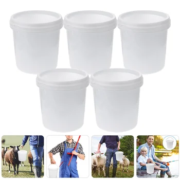 5 Adet Gıda Sınıfı Plastik Kova Beyaz Kovalar Su deposu Kolu Taşınabilir Küçük