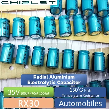 5 Adet RX30 Alüminyum elektrolitik kondansatör 35V 100uF 470uF 1mF Otomobiller 130℃ Yüksek Sıcaklık Dayanımı Radyal Yeni Orijinal