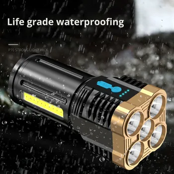 5 LED Ultra Güçlü LED el feneri Şarj Edilebilir Yüksek Güç LED EL fenerleri Su Geçirmez Dış Aydınlatma Torch Dropshipping