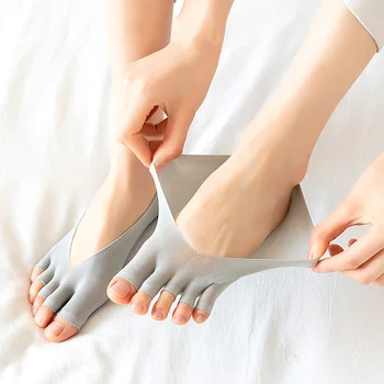 5 Renkler Elastik Görünmez Beş Parmak Burnu açık Sığ Çorap Nefes Ter emici Anti-sürtünme Bölünmüş Kadın Tekne Çorap