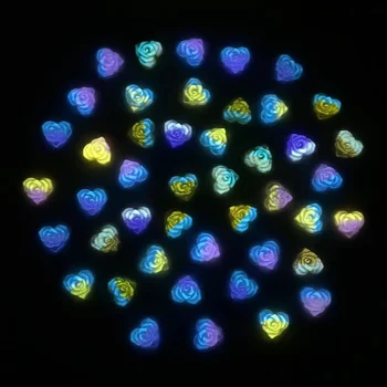 50 Adet 8mm Mini Aşk Kalp Kamelya Aydınlık Çiçek Tırnak Sanat Karanlık Tırnak Charm Flores Resina Kawaii Aksesuarları