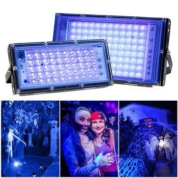 50W 100W LED UV Projektör sahne Blacklight ultraviyole lamba sel etkisi ışık cadılar bayramı noel dans DJ disko parti Bar 220V