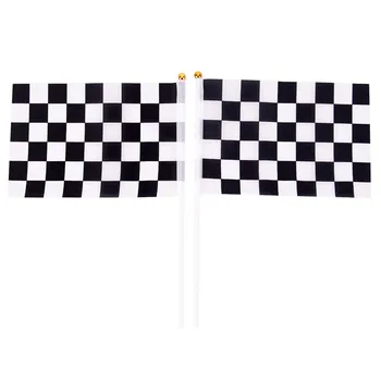 5x Siyah Ve Beyaz Bayrak Damalı Yarış Afiş Polyester Bayrakları El Sinyal Bayrakları