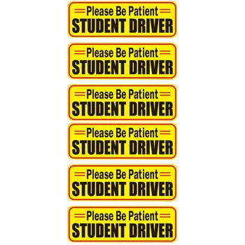 6 Adet Araba Çıkartmaları Yansıtıcı Mıknatıs Mıknatıslar Öğrenci Sürücü Güvenlik İşaretleri Lütfen Sabırlı Olun Pvc Yeniden Kullanılabilir Manyetik
