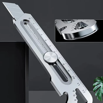 6 in 1 Çok Fonksiyonlu Paslanmaz Çelik Premium Maket Bıçağı Kuyruk Kırma Tasarım / Cetvel / şişe açacağı Kutusu Kesici Couteau Sanat Kaynağı