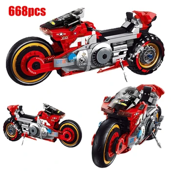 668 adet Şehir Teknik Moc Makinesi Motosiklet Yapı Taşı Tuğla Yarış Klasik Motosiklet Model Oyuncaklar Çocuk Erkek Çocuklar İçin