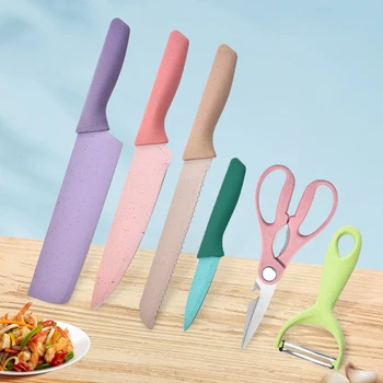 6pcs-Colorful Bıçak Seti Hediye Mutfak Bıçağı Et Bıçağı Ev Kullanımı