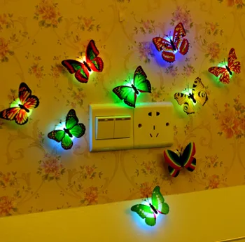 8 ADET Led dekoratif sıcak satış Oyuncak yaratıcı renkli ışık kelebek gece lambası küçük oyun atmosfer ışığı macun duvar lambası