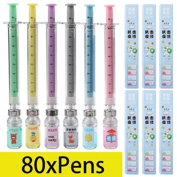 80 Adet Şırınga Kalemler Yaratıcı Eğlenceli Kalem Yenilik Tıbbi Tükenmez Kalemler Hediye Hemşireler Doktor Rastgele Renk