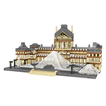 8040 Dünya Mimarisi Mini Yapı Taşları Paris Louvre Müzesi 3D Modeli DIY Elmas Tuğla Oyuncak Çocuk Hediyeler için