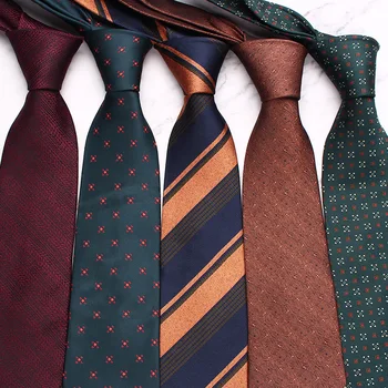 8CM el kravat iş Retro Polyester çapraz çizgili takım elbise aksesuar kravat
