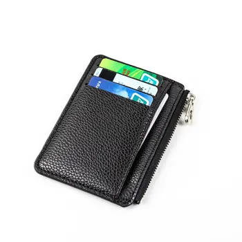 9 Kart Yuvaları Ultra ince Fermuarlı Kredi kart tutucu 100 % Deri erkek cüzdanları İnce Sadelik bozuk para cüzdanı Cüzdan Kart Sahibi Çanta