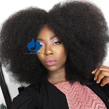 Afro Kinky kıvırcık insan saçı 13X6 Dantel ön peruk Remy insan saçı peruk Kısa Afro Kıvırcık Kısa Kesim Doğal Saç orta kısmı
