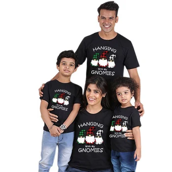 Aile Eşleştirme Noel Tops Özel Tasarım Asılı Gnomies Aile Noel T-shirt
