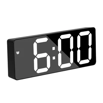 Akrilik / Ayna dijital alarmlı saat Saat Ses Kontrolü (Pil İle Çalışır) masa Saati Erteleme Gece Modu 12 / 24H Elektronik LED Saatler
