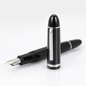 Akrilik Siyah dolma kalem Metal Klip Genişletilmiş İnce Ucu F 0.5 MM Ofis Okul Büyük Boy Yazma Kalem JinHao X159