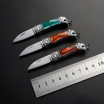 Akrilik tutamak Mini Katlanır Bıçak Yüksek Sertlik Bıçak Şık Cep Anahtarlık Bıçak OutdoorsEDC Express Kutusu Kesici hayatta kalma aracı