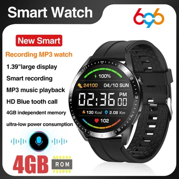 Akıllı saat Erkekler 4GB Bellek Yerel MP3 Müzik Çalar Akıllı Kayıt bluetooth Çağrı Smartwatch Kadınlar Spor Sağlık Algılama