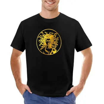 Altın Medusa T-Shirt kedi gömlek Kısa kollu büyük boy t shirt erkek egzersiz gömlek