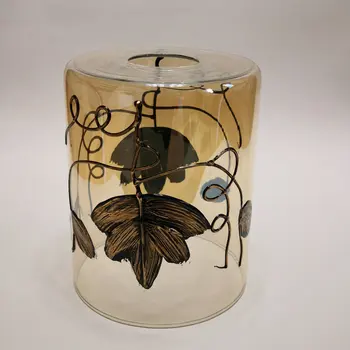 Amber boyalı cam abajur Vintage kolye ışıkları Lampcovers avize kapalı aydınlatma armatürleri aksesuarları