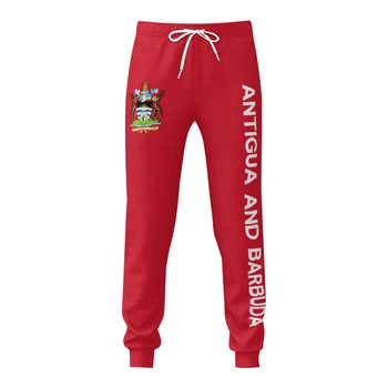 Amblemi Antigua ve Barbuda Bayrağı Erkek Sweatpants Cepler Joggers Erkekler için Spor Rahat Ter pantolon İpli İle
