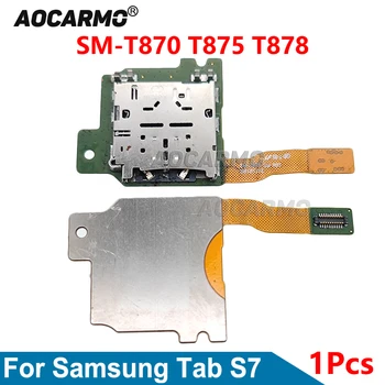 Aocarmo Sım Kart Okuyucu Flex Kablo Samsung Galaxy Tab İçin S7 T870 T875 T878 Onarım Parçaları