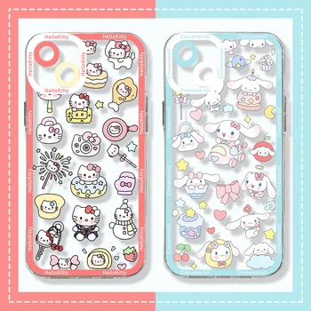 Aoger Sanrio Hello Kitty kuromi Telefon Kılıfı için Apple iPhone 14 12 13 11 Pro Max Mini Funda Sıvı Şeffaf Kapak